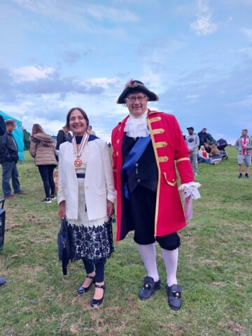 Sughra Begum DP, Deputy Lord Lieutenant of South Yorkshire and town crier John Housley 