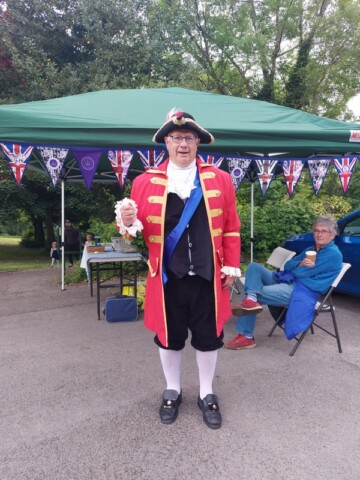 Town crier John Housley with Councillor Tim Whitaker 