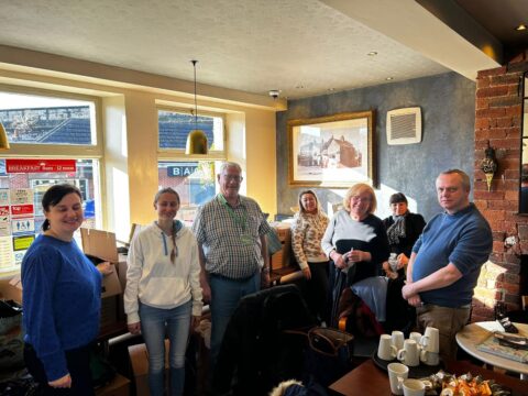 Members of the Ukrainian Humanitarian Situation working group in the Wagon and Horses Public House 