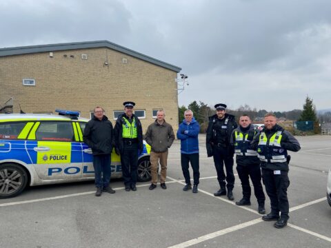 Photo of South Yorkshire police, Councillors next to Police car in Grenoside