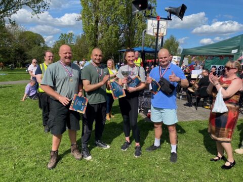 Winners of the Tug of War St Vincent's Amateur Boxing Club