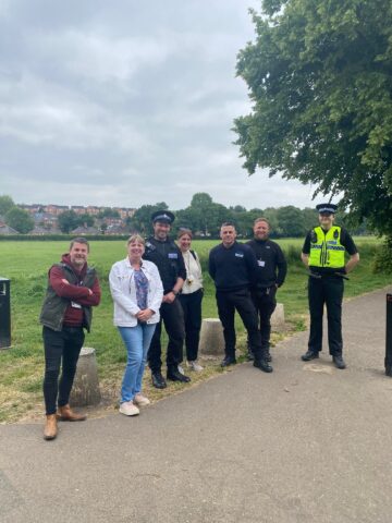 Wednesday walkabout - photo of the group of Councillors and Local police during their walk around the Parish
