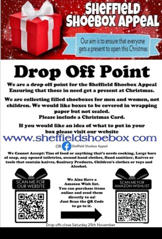 Ecclesfield Parish Council are going to be a drop off point for Sheffield Shoebox appeal