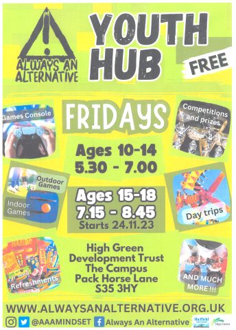 Poster from Always An Alternative launching new youth hub from Friday
