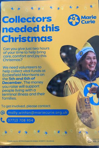 Christmas collectors need for Marie Curie on 5th and 6th December