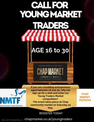 young market traders poster for chap community market 